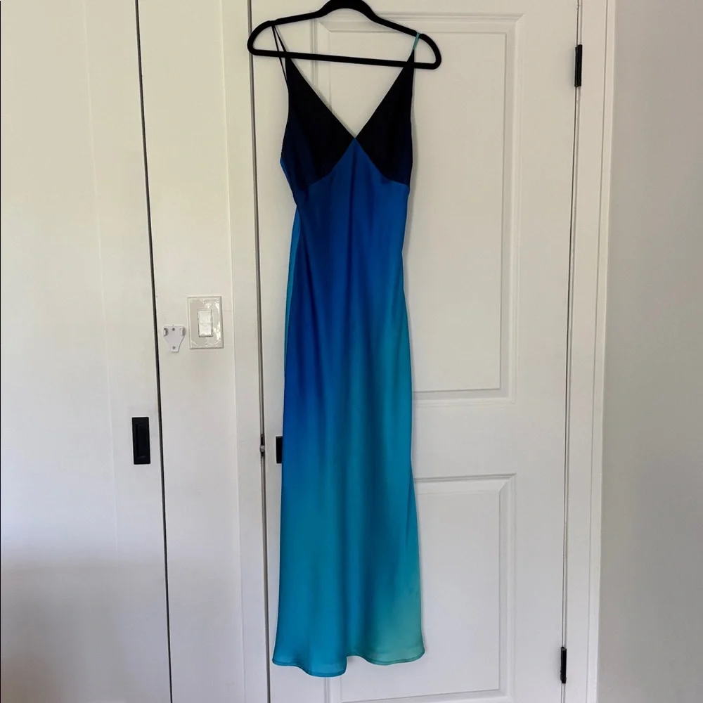12th Tribe Mirabella Blue Satin Sorbet Maxi Dress - Picture 5 of 9